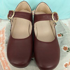 Redish Brown Leather Mary Jane/Retro Dance Shoes (New) UK Size 42 US Size 10